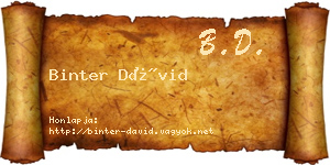 Binter Dávid névjegykártya